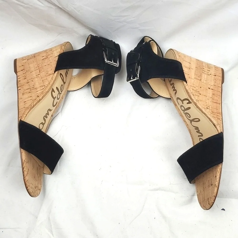 Sam Edelman Willow Black Suede Wedge‎ Sandal